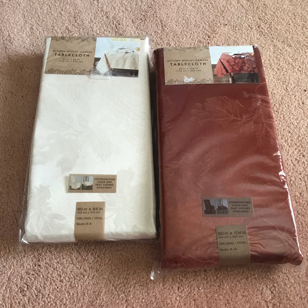 (2) beautiful tablecloth 60x84 &60x104